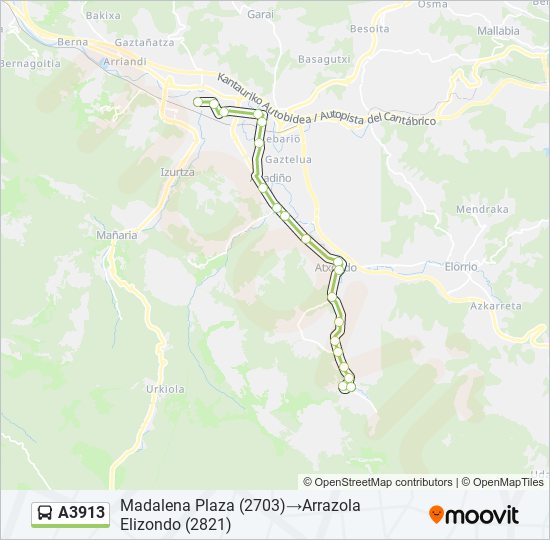 A3913 bus Mapa de línia