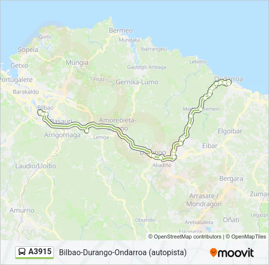 A3915 bus Mapa de línia