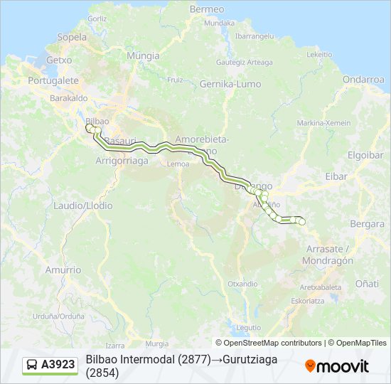 Mapa de A3923 de autobús