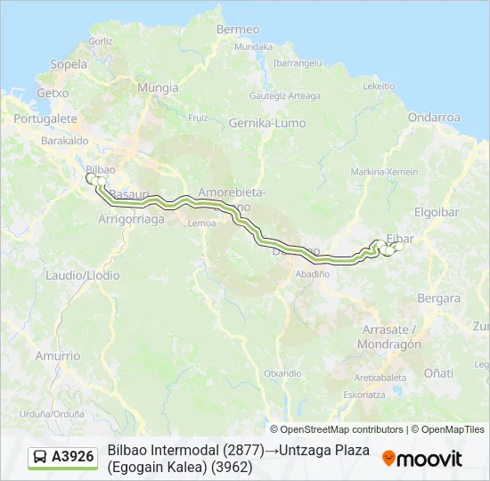 A3926 bus Mapa de línia