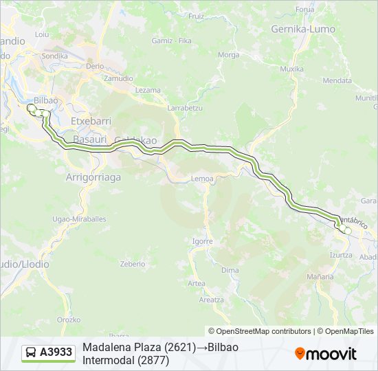 Mapa de A3933 de autobús