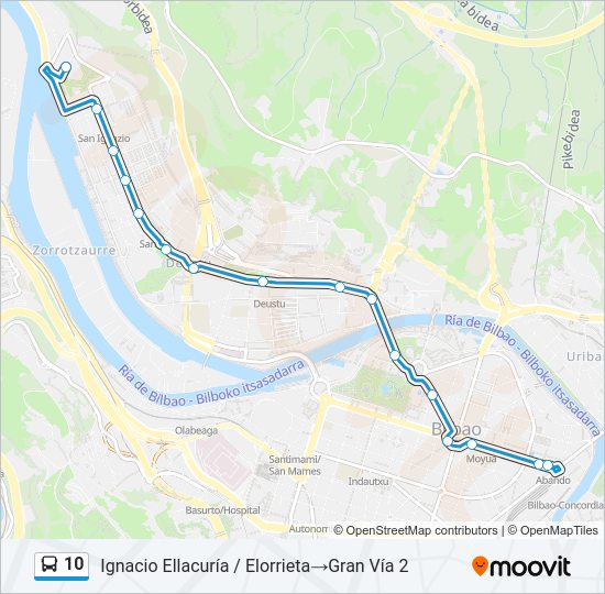 10 bus Mapa de línia