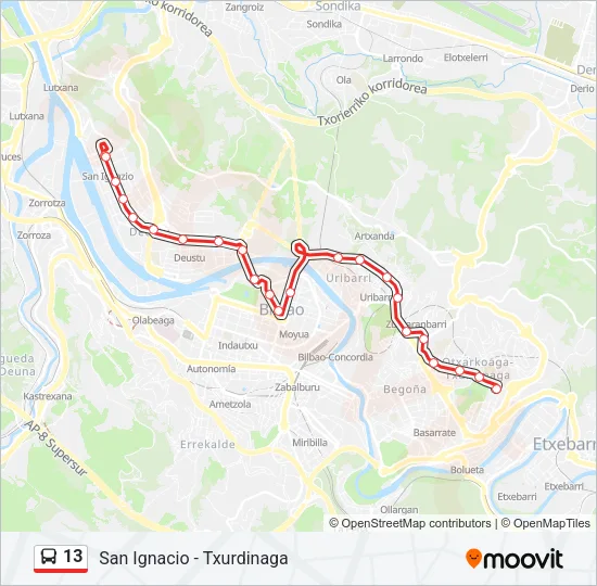 13 Bus Line Map