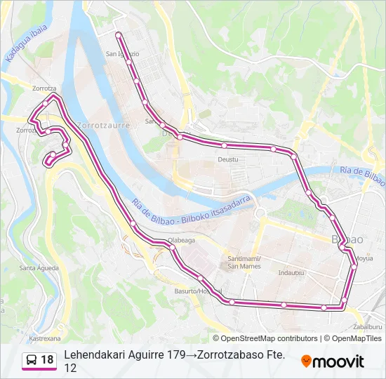 18 Bus Line Map