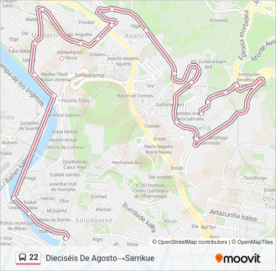 22 Bus Line Map