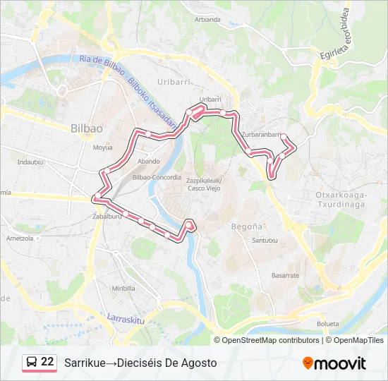 22 Bus Line Map