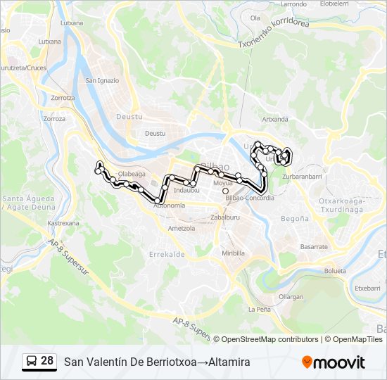 28 bus Mapa de línia