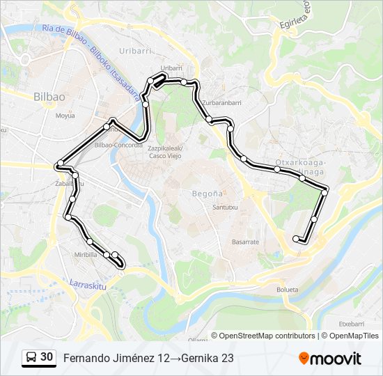 30 bus Line Map