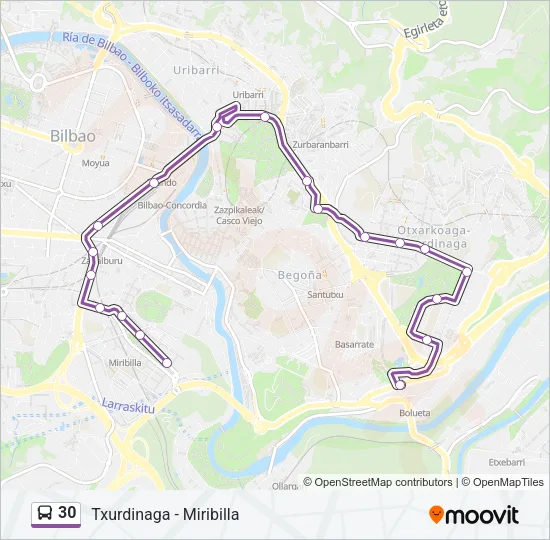 30 bus Mapa de línia