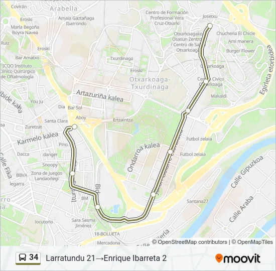 34 Bus Line Map