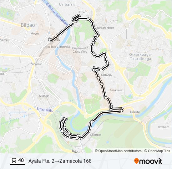 Mapa de 40 de autobús