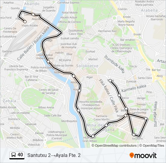 40 bus Mapa de línia