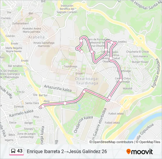 43 Bus Line Map