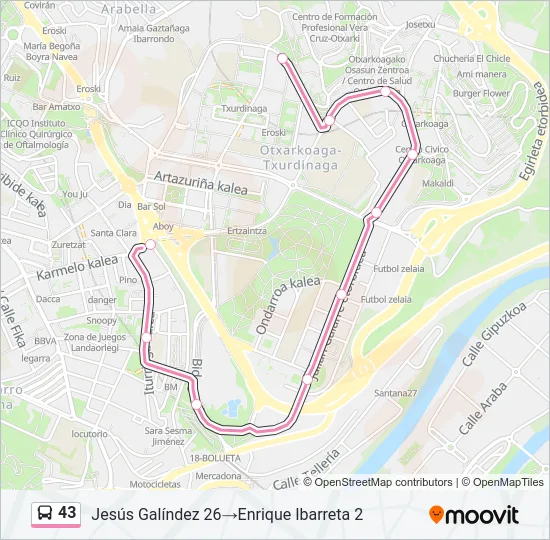 43 Bus Line Map