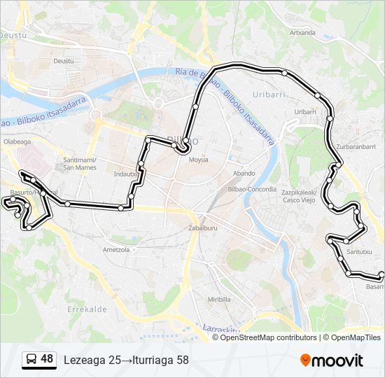 48 bus Mapa de línia