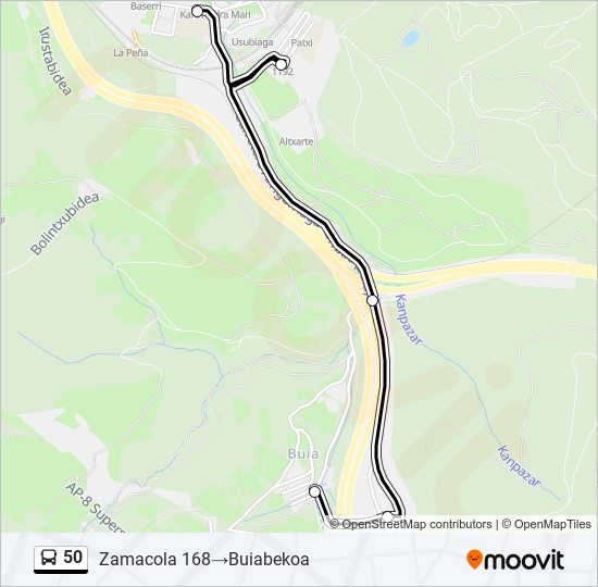 Mapa de 50 de autobús