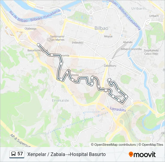 57 Bus Line Map