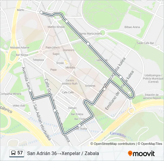 57 Bus Line Map