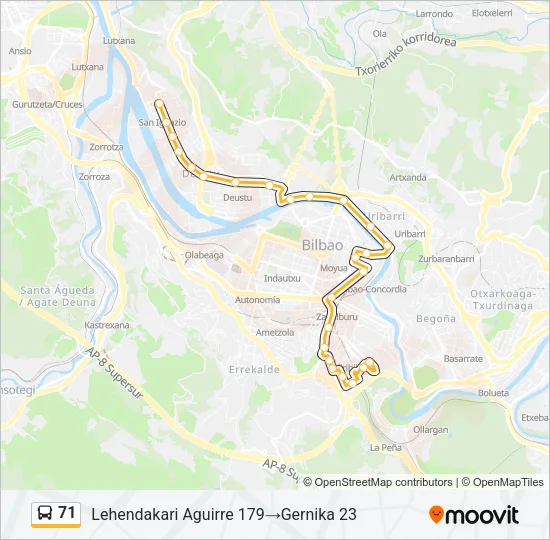 71 Bus Line Map