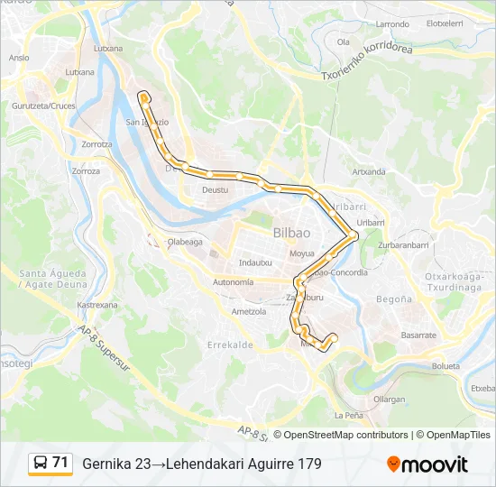 71 Bus Line Map