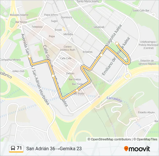 71 Bus Line Map