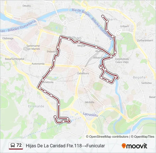 72 Bus Line Map