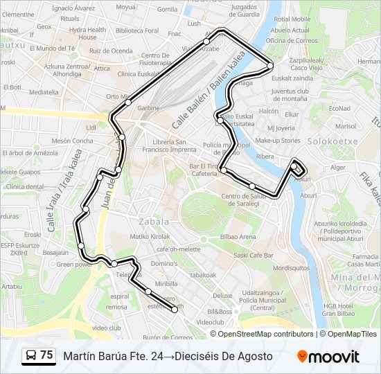 75 bus Mapa de línia