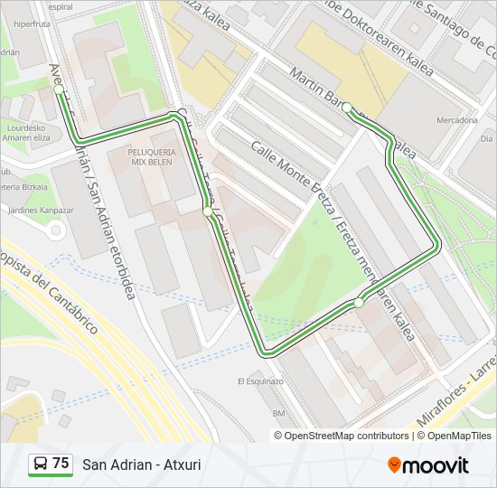 Mapa de 75 de autobús