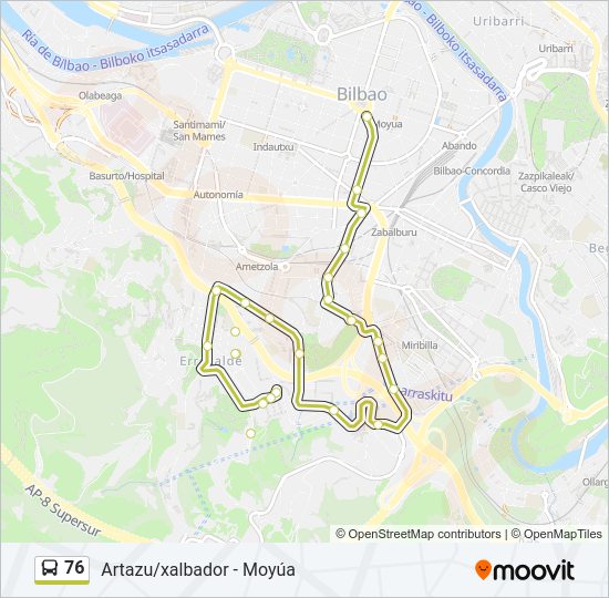 76 bus Mapa de línia