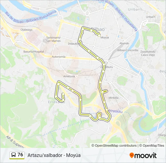 76 Bus Line Map