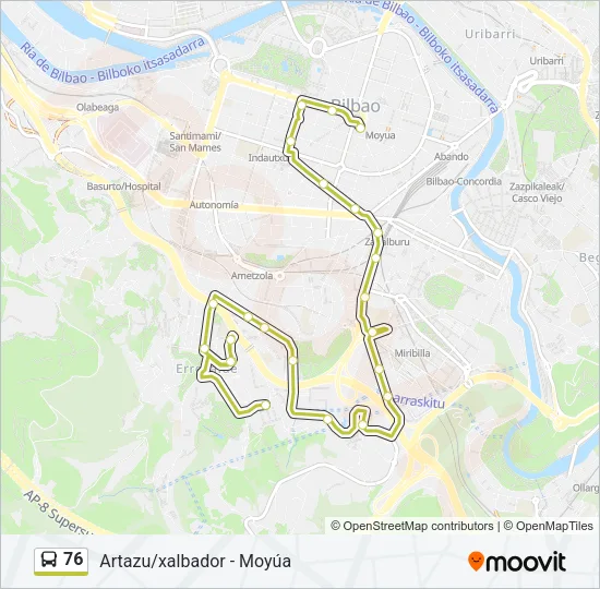 76 Bus Line Map