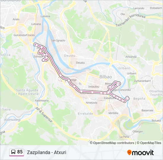 85 Bus Line Map