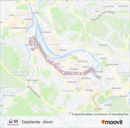 85 Bus Line Map
