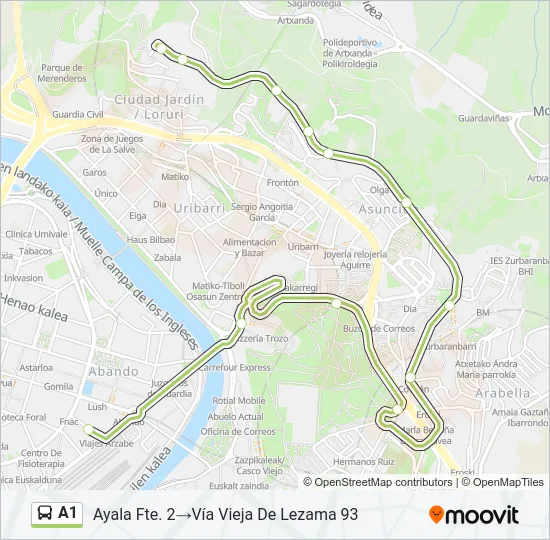 A1 Bus Line Map
