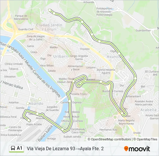 A1 Bus Line Map
