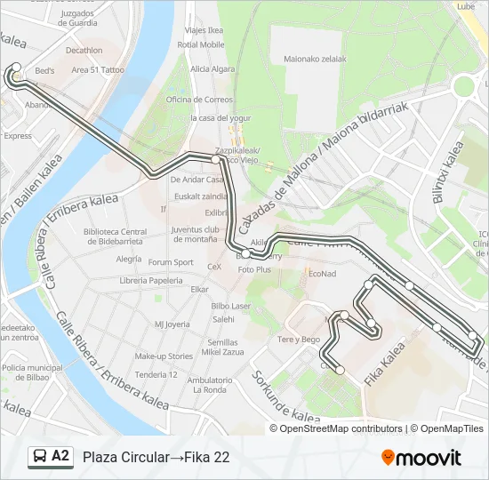 A2 Bus Line Map