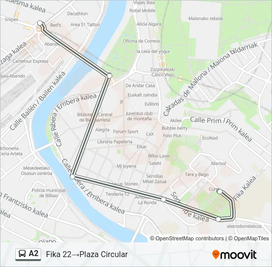 A2 Bus Line Map