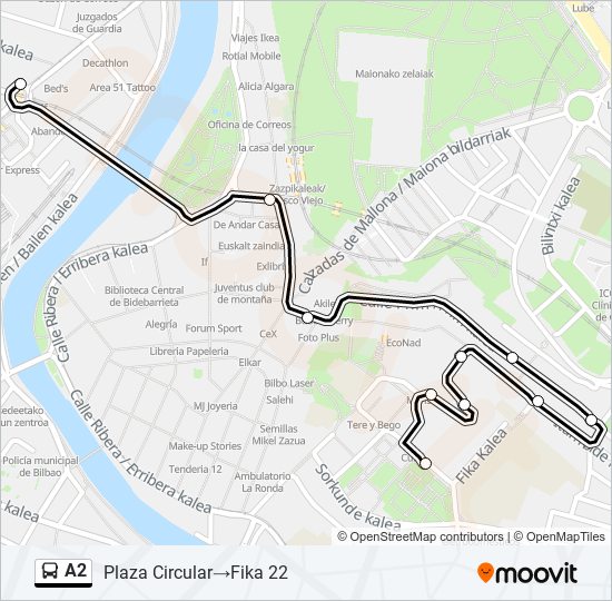 A2 bus Line Map