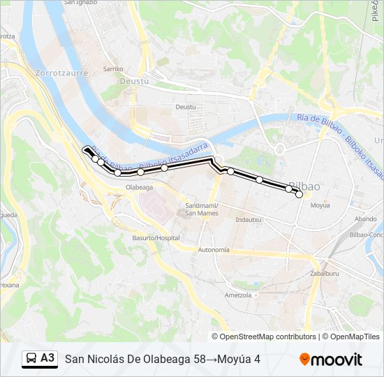 Mapa de A3 de autobús