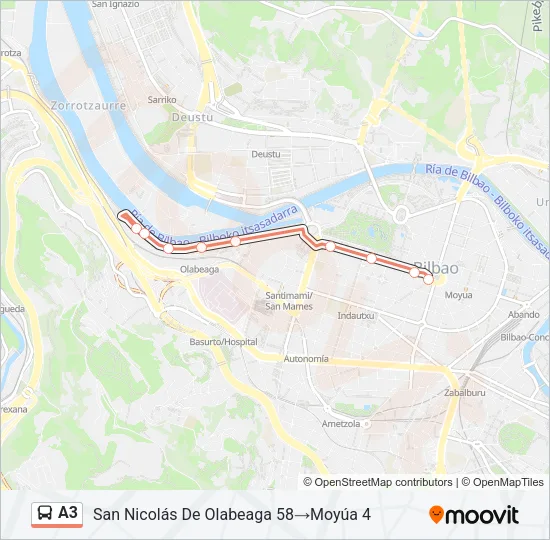 A3 Bus Line Map