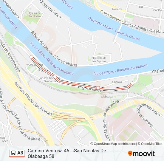 A3 Bus Line Map