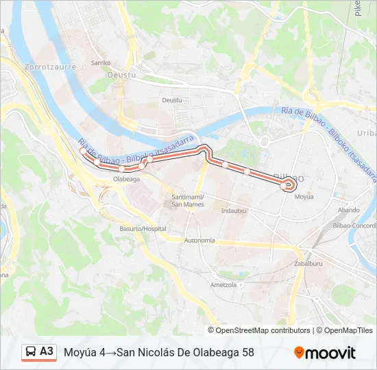 A3 Bus Line Map