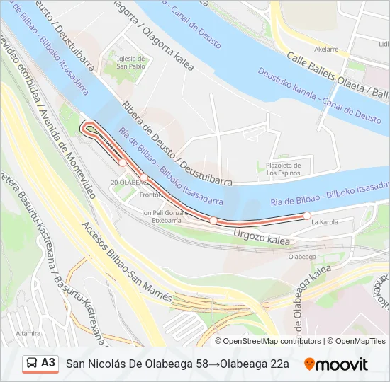 A3 Bus Line Map
