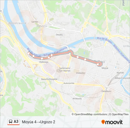 A3 Bus Line Map