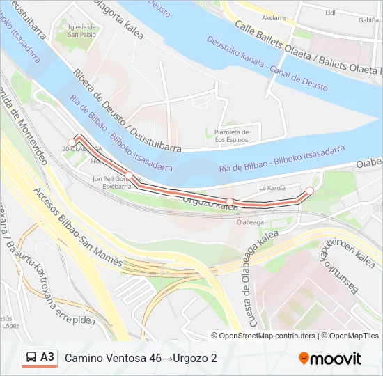 A3 Bus Line Map