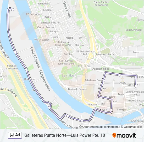 A4 bus Mapa de línia