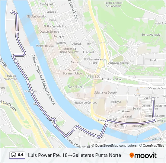 A4 Bus Line Map