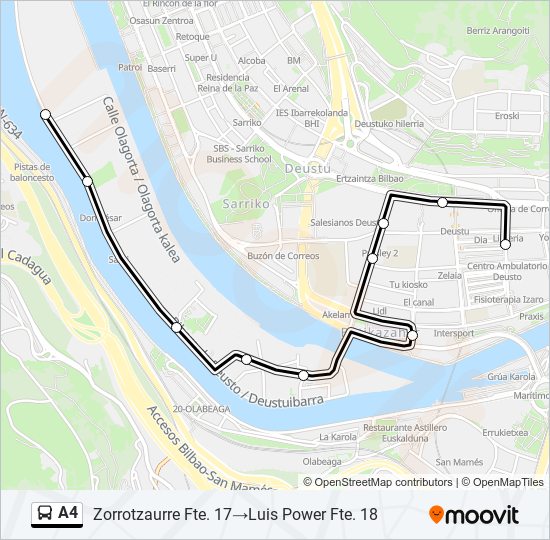 A4 bus Mapa de línia