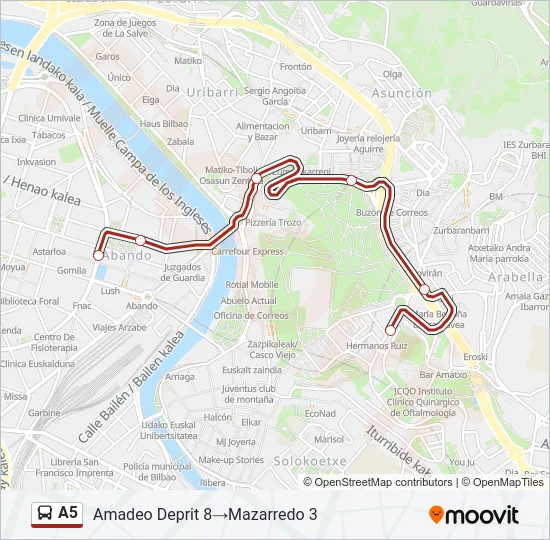 A5 Bus Line Map