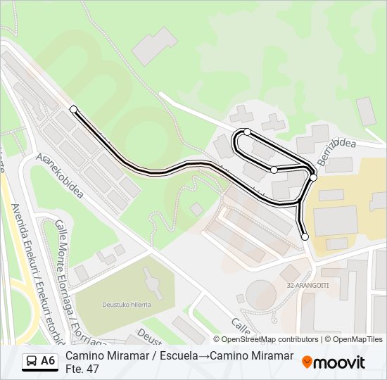 Mapa de A6 de autobús